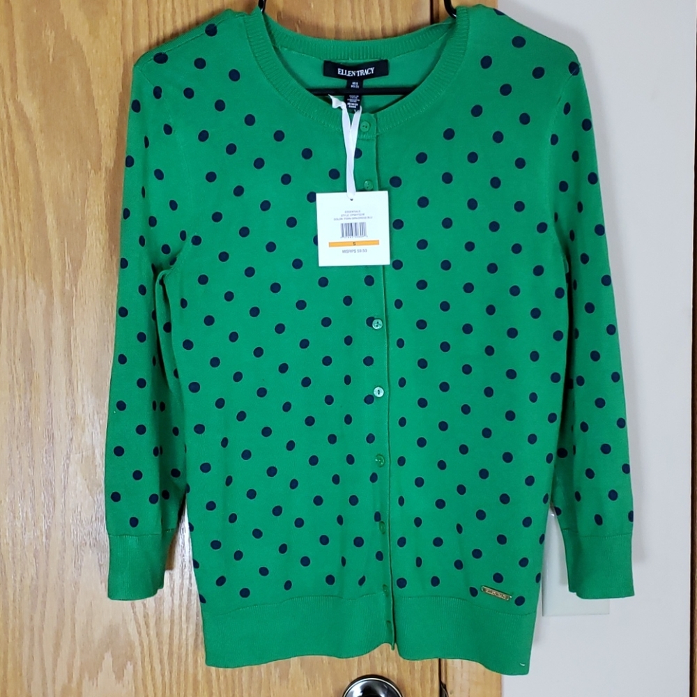 *Sold* NWT Ellen Tracy Polka-dot Women Cardigan